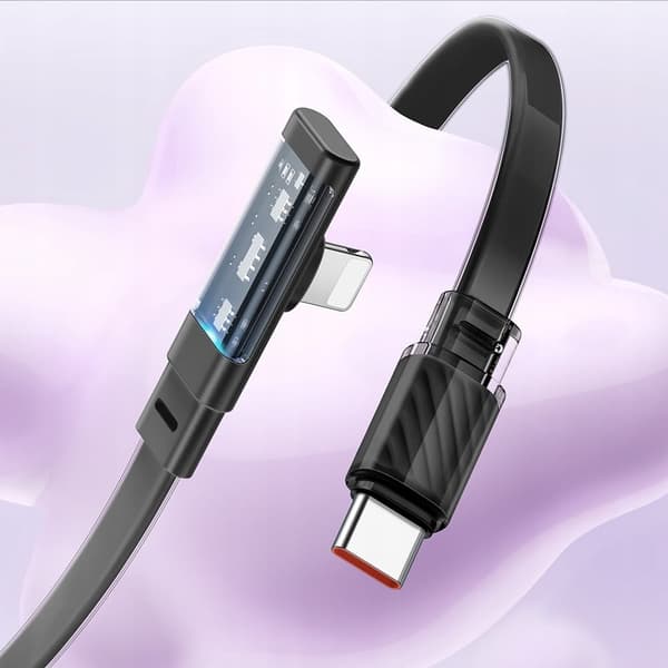 MCDODO ANGLE USB-C LIGHTNING FLAT KABEL 36W IPHONE 12 13 14 SORT 1M