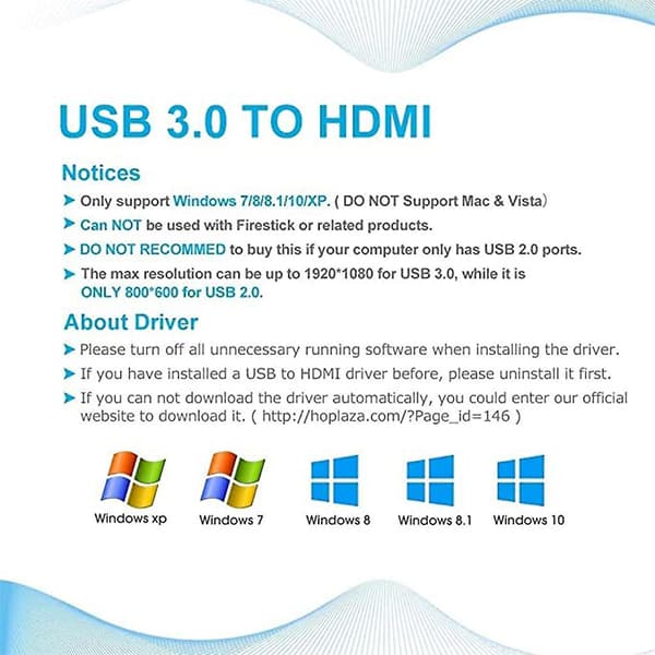 1080P USB 3.0 til HDMI-kompatibel grafikkadapter for bærbar PC-projektor Black