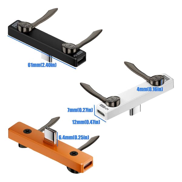 Bærbar USB C Telefonladeadapter, PD100W Sammenleggbart Telefonstativ med Doble Armer for Visning under Opplading Svart Black