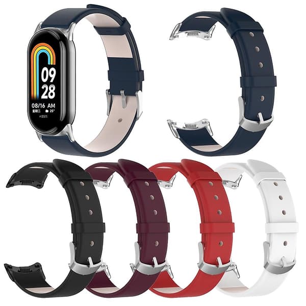 Tvättbart handledsband med ögla, svettresistent för Mi-Band 8 Smartwatch Armband White