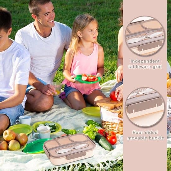 Matboks - Bento-boks med rom - 4 rom 23,2*17,2*5,1 cm (Khaki)
