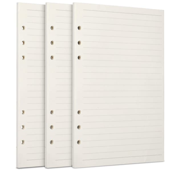[2F]A5 Påfyllningspapper, 3-pack 100GSM Tjockt Påfyllningsbart Papper 6 Hål, 135 Ark (270 Sidor) för 6-Ringars Anteckningsbok - Linjerat Papper