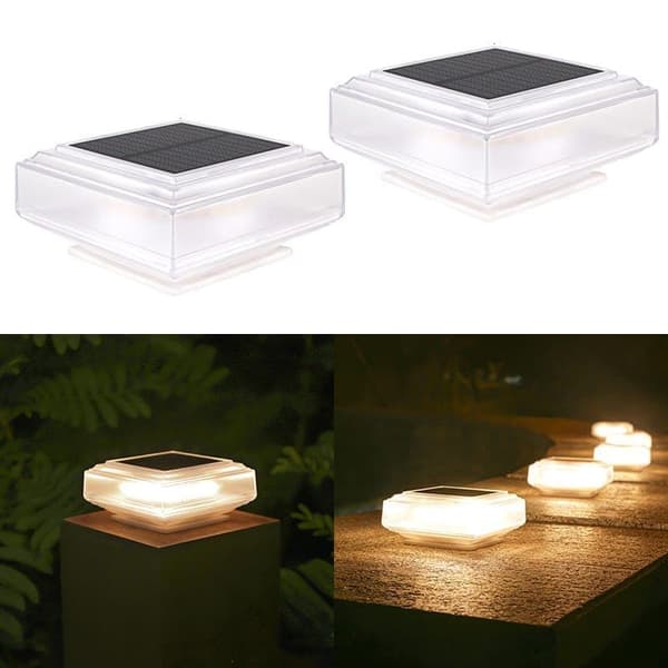 [2F]1/2/4 stk Solcellelamper for Gjerde, Varm Hvit LED, Utendørsbelysning for Hage & Terrasse 4 stk 4 pcs