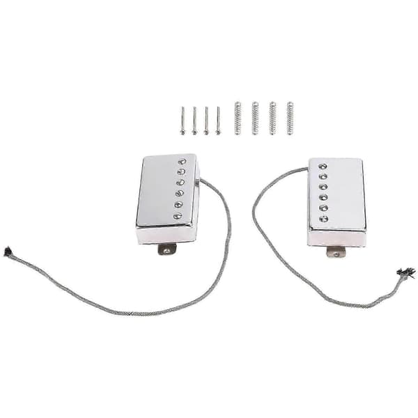 2 st för Alnico 5 LP Gitarr Hals & Stall Pickups Humbucker Pickup 4-ledare Gitarrdelar (Kromset) Silver