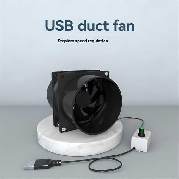 【2F】USB Justerbar Hastighedsventilator Røgabsorber ESD Røgudsugningsventilator Kanaludsugningsventilator Kanalventilation Black