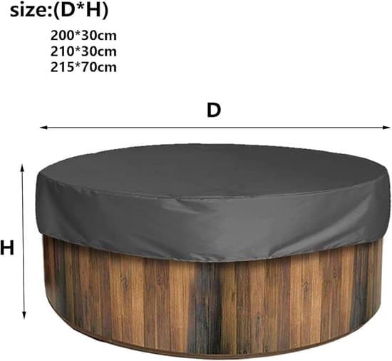 Spa Cover - Round, Outdoor Specific, Waterproof and UV Resistant (215 x 70 cm). Features multi-layer protection against tearing, UV rays, dust