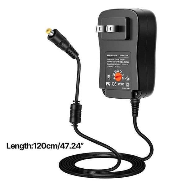 Universell strømadapter 30W + 8 utskiftbare tupper for husholdningselektronikk UK