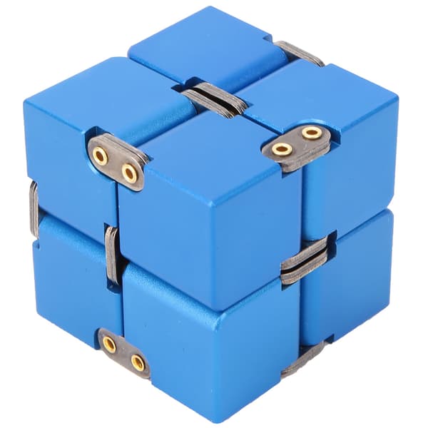 Håndholdt Fidget Legetøj i Aluminiumslegering Infinity Desk Magic Cube Stressaflastende Legetøj Blå