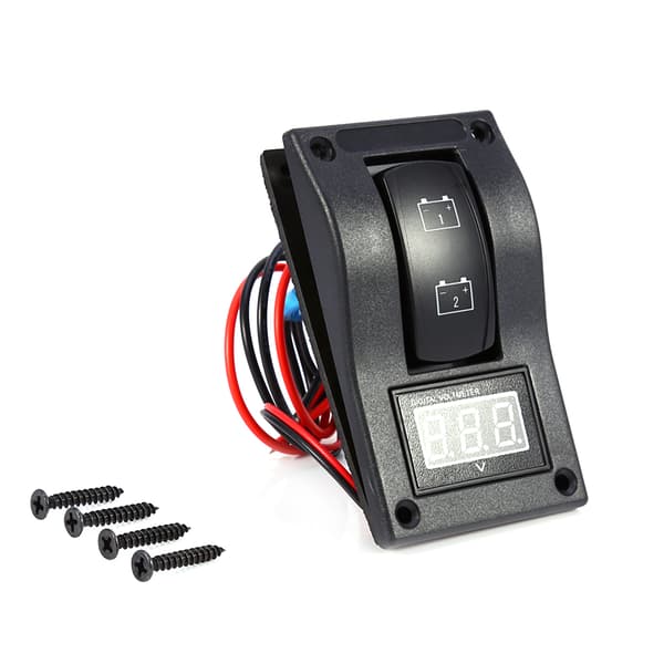 12V DC Marine Båd Voltmeter LED Dobbelt Batteri Testpanel Vippekontakt Til FRA til
