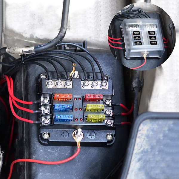 Universal Strömfördelningsblad Säkringsbox Blockhållare LED-indikatorlock 1 in 6 out