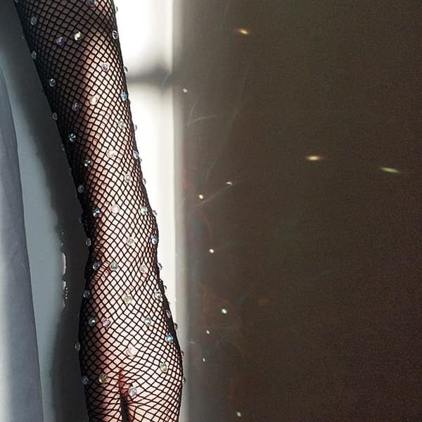 Kvinner for Rhinestone Fishnet Lange Hansker Mesh Hansker Goth Cosplay Kostyme Tilbehør