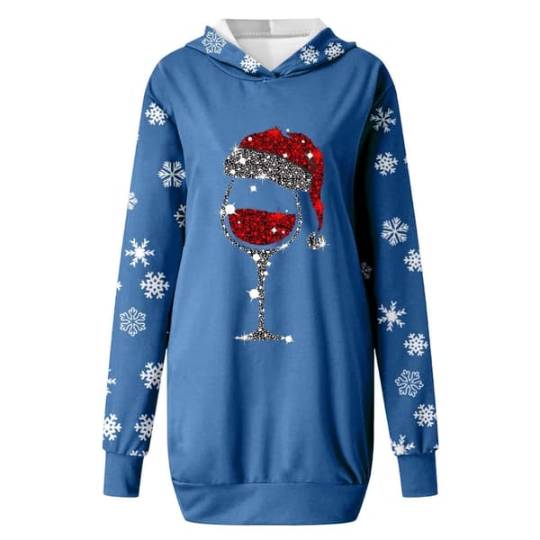 Julekjoler til kvinder Sweatshirtkjole Julemandstøj Vestidos Para Navidad De Mujer Festlig Sweater Blå Blå Blue M