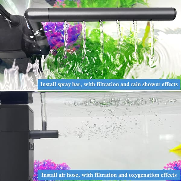 Nedsænkbart Akvarie Internt Filter, Filter med Vandpumpe til Akvarier op til 132 Liter (til 11-75 Liter)