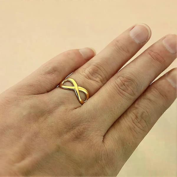 【2F】QIAMNI Infinity Love Eig2F Knot Open Knuckles Ringe Rustfrit Stål Delikat Bryllupsgave Løfte Evig Uendelig Ring Smykker 7 SILVER PLATED