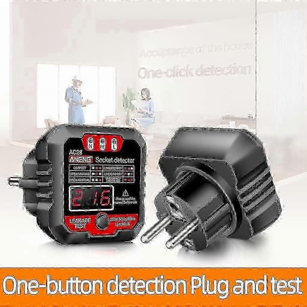 EU-strømuttaksanalyse – rask polaritets- og ledningstest Black EU Plug