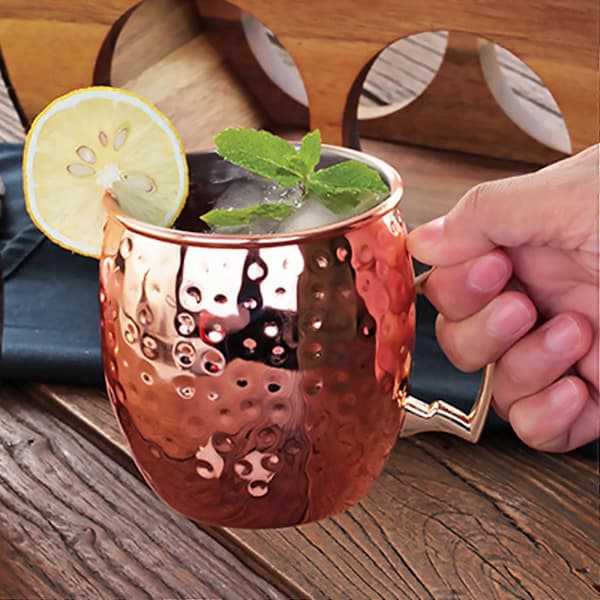 [2F] Mini 2-ounce Moscow Mule mugg i rostfritt stål, espresso minimugg, kopparpläterade muggar, set om 4