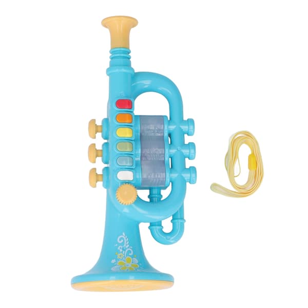 [2F]Blå hornleksak simuleringsdesign Dynamisk ljuseffekt Musikinstrument Strängleksak Present för över 3 år