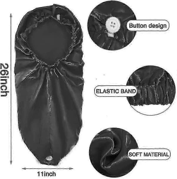 Lång Sidenmössa för Lockigt Hår Kvinnor Satin Hårmössa Skönhet Frisörmössa Black