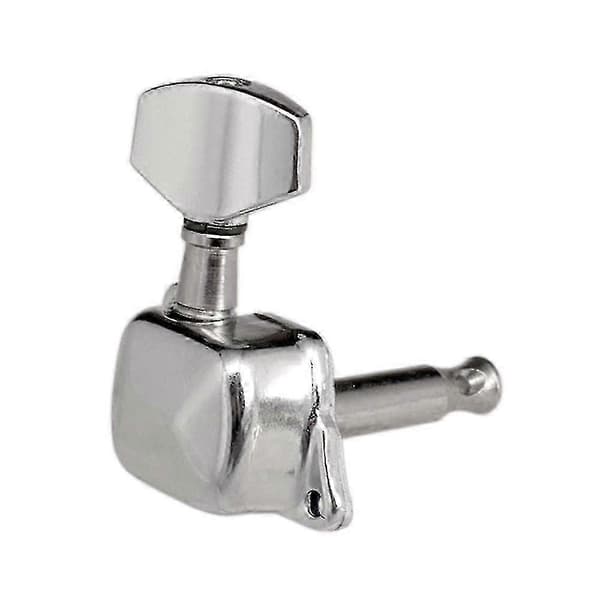 Gitarrsträngstämskruvar Halvslutna Stämskruvar Stämapparater För Elgitarr Akustisk Gitarr (6 Höger, Silver) N Silver 3L and 3R