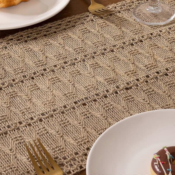 Boho Jute Bordslöpare, Vävd Rustik Höstdekoration för Lantkök & Soffbord Style1 30x160cm