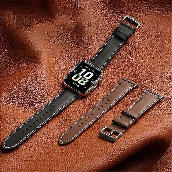 För Honor Watch 5 Äkta klockarmband i kohud med spetsig svans, justerbart handledsband - Grå Grey