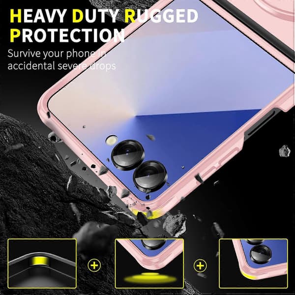 Skjutbart Camshield Ringhållare Mobilskal Rosa Pink For Samsung Galaxy Z Flip7 5G