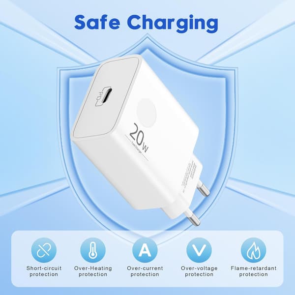 iPhone-laddare, snabbladdare kompatibel med iPhone 15, 16, 17 2 m white 2
