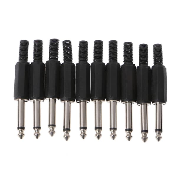 10 stk 6,35 mm hann 1/4\" mono jackpluggkontakt jackadapter