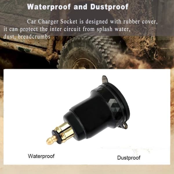 [2F] Motorsykkel Aluminium DIN Hella Plugg Dobbel USB Hurtigladeradapter A1