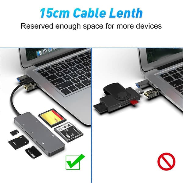 [2F] 5-i-1 Multi Minnekortleser OTG-adapter Støtter SD/TF/MS//XD-kortleser for datamaskin PC bærbar PC