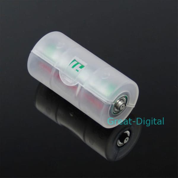 2x AA til C Størrelse Batteriomformer Adapter for Etui Transparent vit