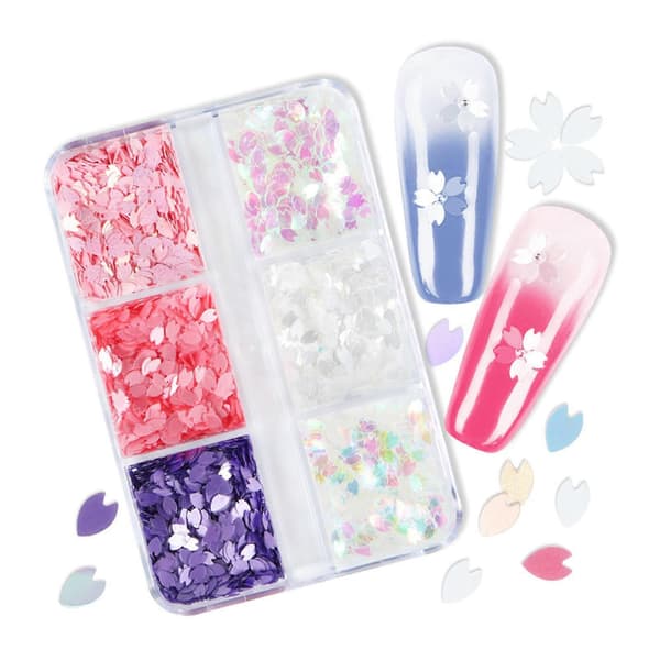 6-rutig förpackad 2022 Net Red White Cherry Blossom Petal Sequins Japanska paljetter