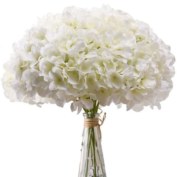 【2F】10 stk hvite hortensia silke blomsterhode pose elfenbenhvit
