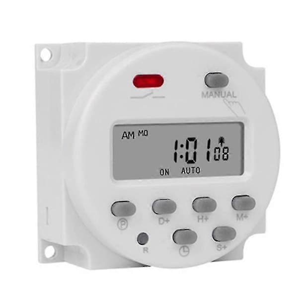 【2F】12V Digital LCD Timerkontakt CN101A, Ugentlig Programmerbart Relæ, 1 Sekunds Intervalkontrol (60*60*32mm)