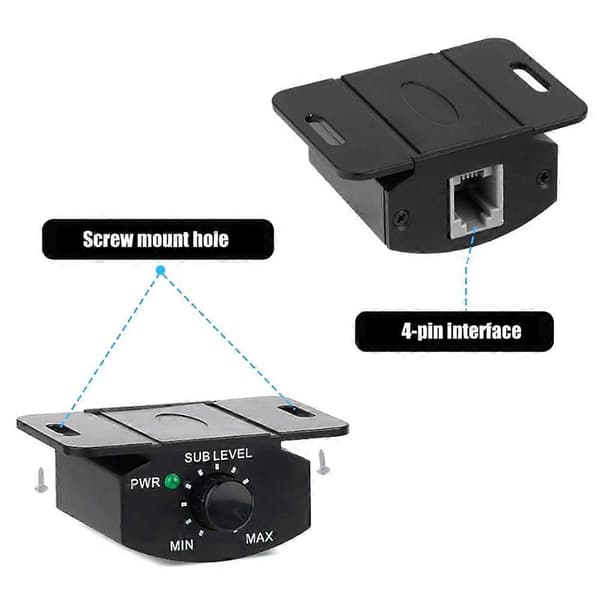 [2F] Bilforstærker Volumenkontrolkabel med Stereo Bas-knap Dashboardmontering Gain Regulator Ledning til Audioforstærker 5m 4Pin Black