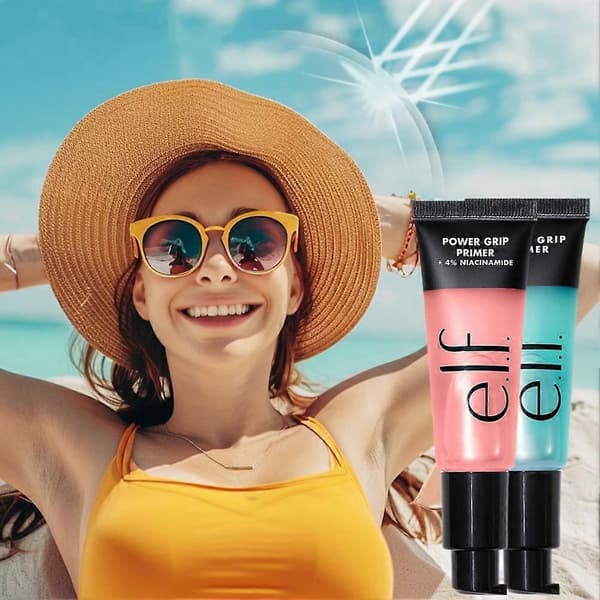 【2F】elf Power Grip Primer Hydrating Gel Base Makeup Foundation Tig2Fer Hold pink
