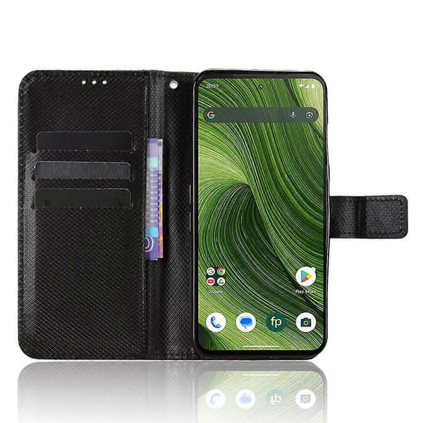 Diamanttekstur læder telefoncover til Fairphone 6 Black