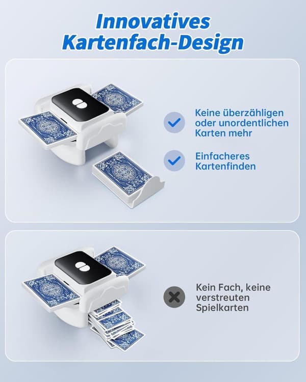 [2F]Elektrisk kortblander 3000mAh – Lydløs kortblander til 2 spil, UNO, Poker og Blackjack