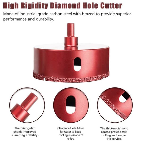 100 mm diamant hulsav til glas, fliser, granit og marmor - 10 mm skaft, 1,5 mm belægning