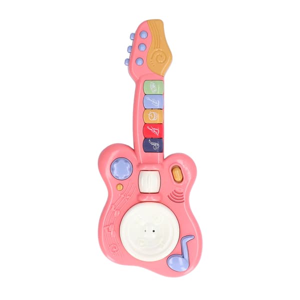 Batteridriven DIY Minigitarrleksak Pedagogisk Musikalisk ABS-material Rosa för Barn