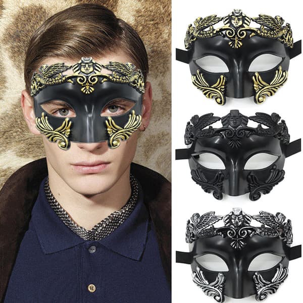 st Egyptiska män forntida grekiska romerska krigare halvmasker Venedig Halloween sminkbal