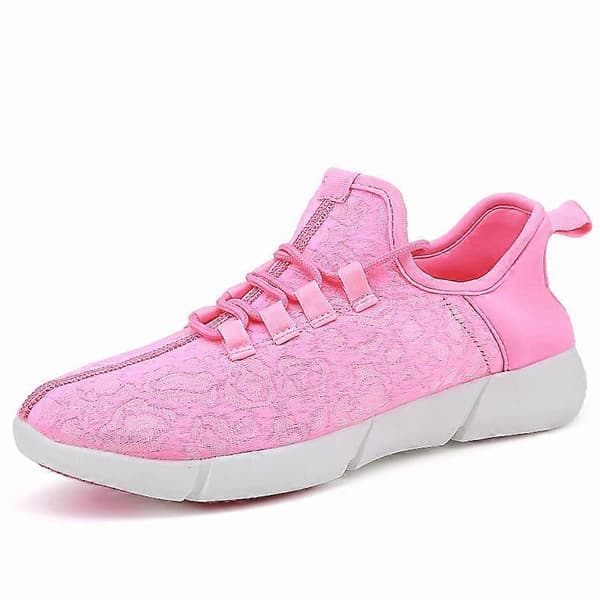 LED-sko Fiberoptiske Lysende Joggesko Oppladbare Rosa Pink 45