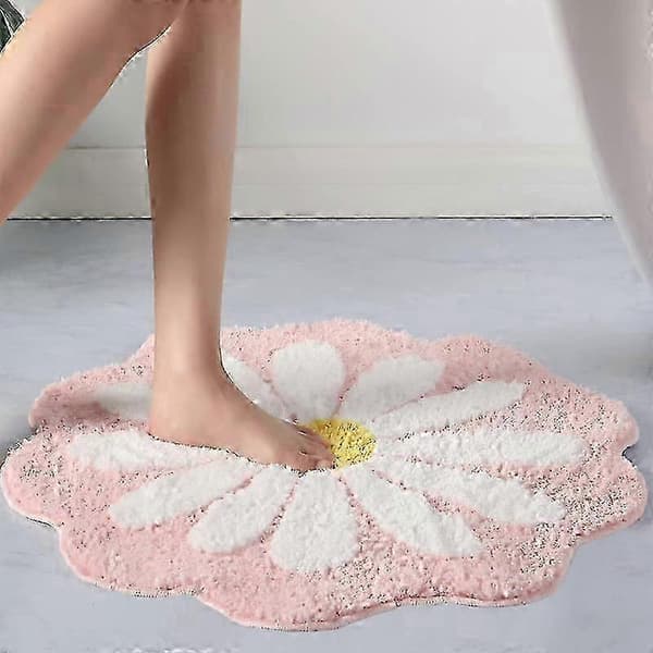 Søt badematte, blomsterteppe, vannabsorberende sklisikker matte 26s Grey