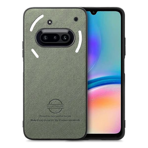 För Nothing Phone (3a) Lädertelefonbaksida med tygtextur [2F]
