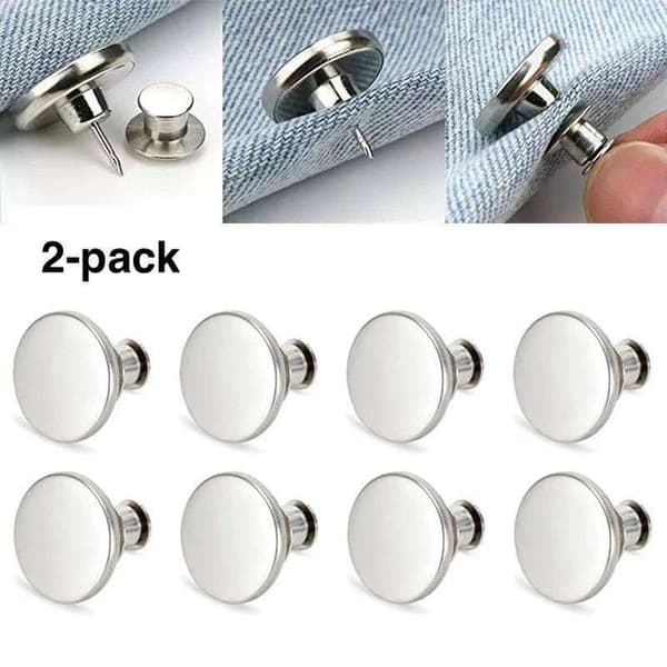 2-pak syfri bukseknapper - Juster størrelse - Hvid Sølv—dt Silver 4-pack