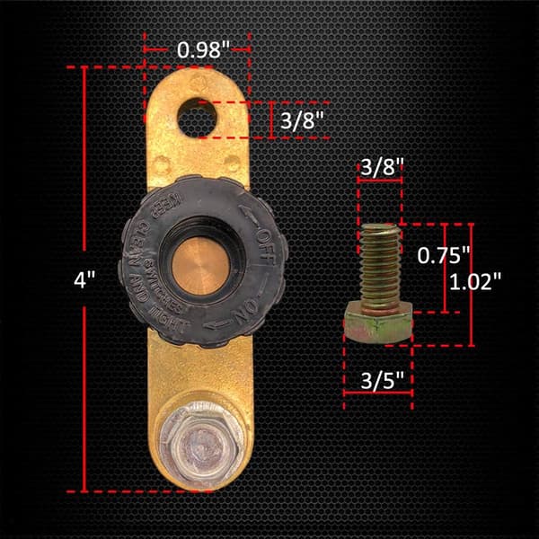 [2F] Batteri hovedbryter for sidepol, Ampper batteri hovedbryter isolator for strømbrudd (med lang bolt, 2 stk.)