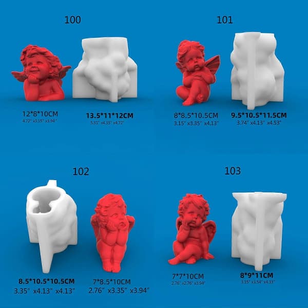 3D Lille Engelformede Silikoneforme DIY Håndværk Gipsform Håndlavet Duftlys Sæbe Ornament Form Non-stick 100