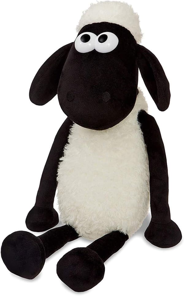 [2F]Fåret Shaun Plysdyr, Sort og Hvid, Egnet til både voksne og børn 40cm