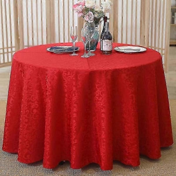 Slitstark bordsduk i polyester för köksbruk, rund form, tvättbar och blekningsbeständig design Wine red