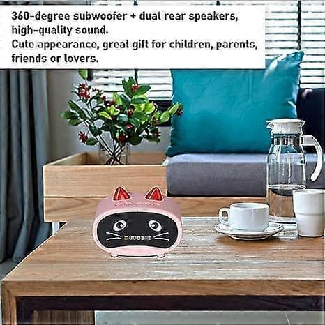 Barnväckarklocka, digital väckarklocka för barnrum, söt kattöron väckarklocka Bluetooth-högtalare Småbarn digital väckarklocka Barns sömn, dubbel
